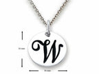 Stellar White 925 Sterling Silver Initial W Personalized Alphabet Disc Pendant Necklace Chain Included