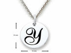 Stellar White 925 Sterling Silver Initial Y Personalized Alphabet Disc Pendant Necklace Chain Included