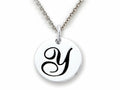 Stellar White 925 Sterling Silver Initial Y Personalized Alphabet Disc Pendant Necklace Chain Included