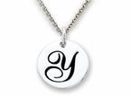 Stellar White 925 Sterling Silver Initial Y Personalized Alphabet Disc Pendant Necklace Chain Included