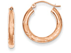 FJC Finejewelers 14k Rose Gold 3mm Satin and Bright-cut Hoop Earrings