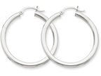 FJC Finejewelers 14k White Gold 3mm Round Hoop Earrings