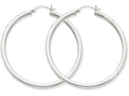 FJC Finejewelers 14k White Gold 3mm Round Hoop Earrings