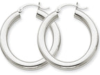 FJC Finejewelers 14k White Gold 4mm X 30mm Tube Hoop Earrings