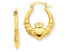 FJC Finejewelers 14k Yellow Gold Polished Claddagh Hoop Earrings