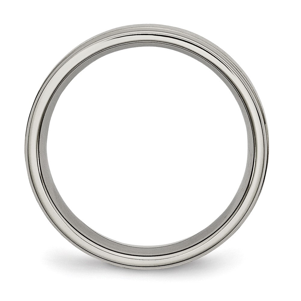 Chisel Titanium Ridged Edge 6mm Brushed And Polished Wedding Band