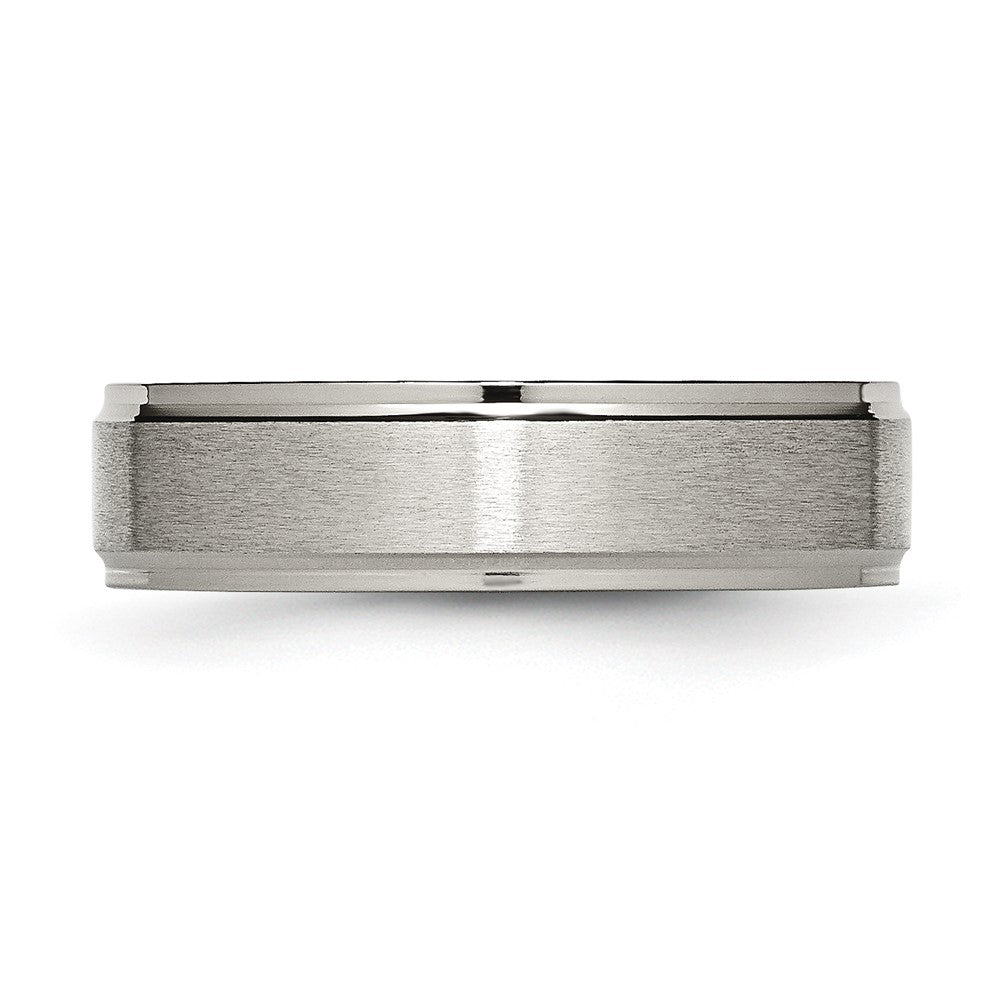 Chisel Titanium Ridged Edge 6mm Brushed And Polished Wedding Band