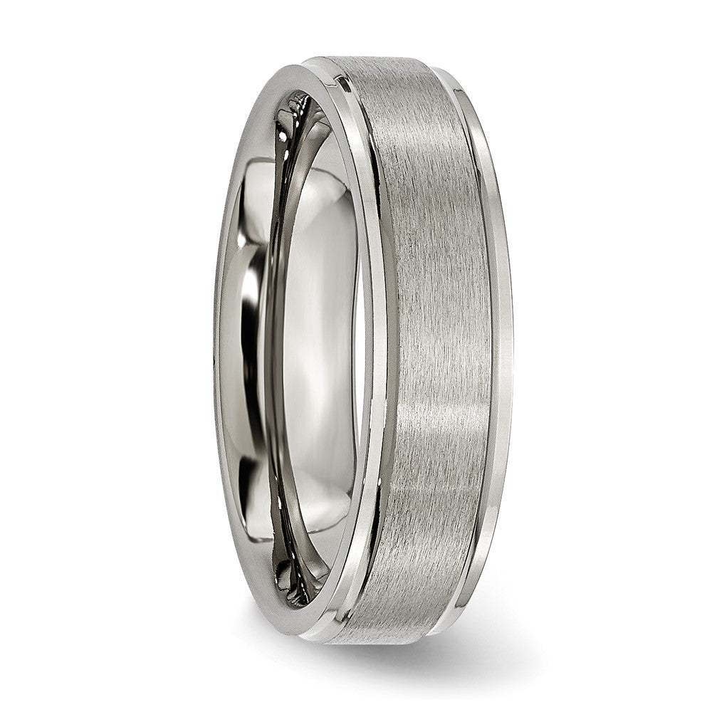 Chisel Titanium Ridged Edge 6mm Brushed And Polished Wedding Band