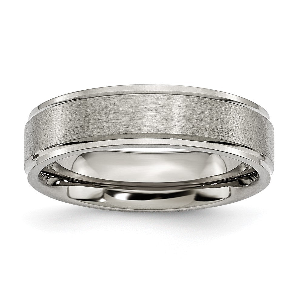 Chisel Titanium Ridged Edge 6mm Brushed And Polished Wedding Band