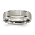 Chisel Titanium Ridged Edge 6mm Brushed And Polished Wedding Band