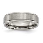 Chisel Titanium Ridged Edge 6mm Brushed And Polished Wedding Band