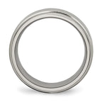 Chisel Titanium Ridged Edge 8mm Brushed And Polished Wedding Band