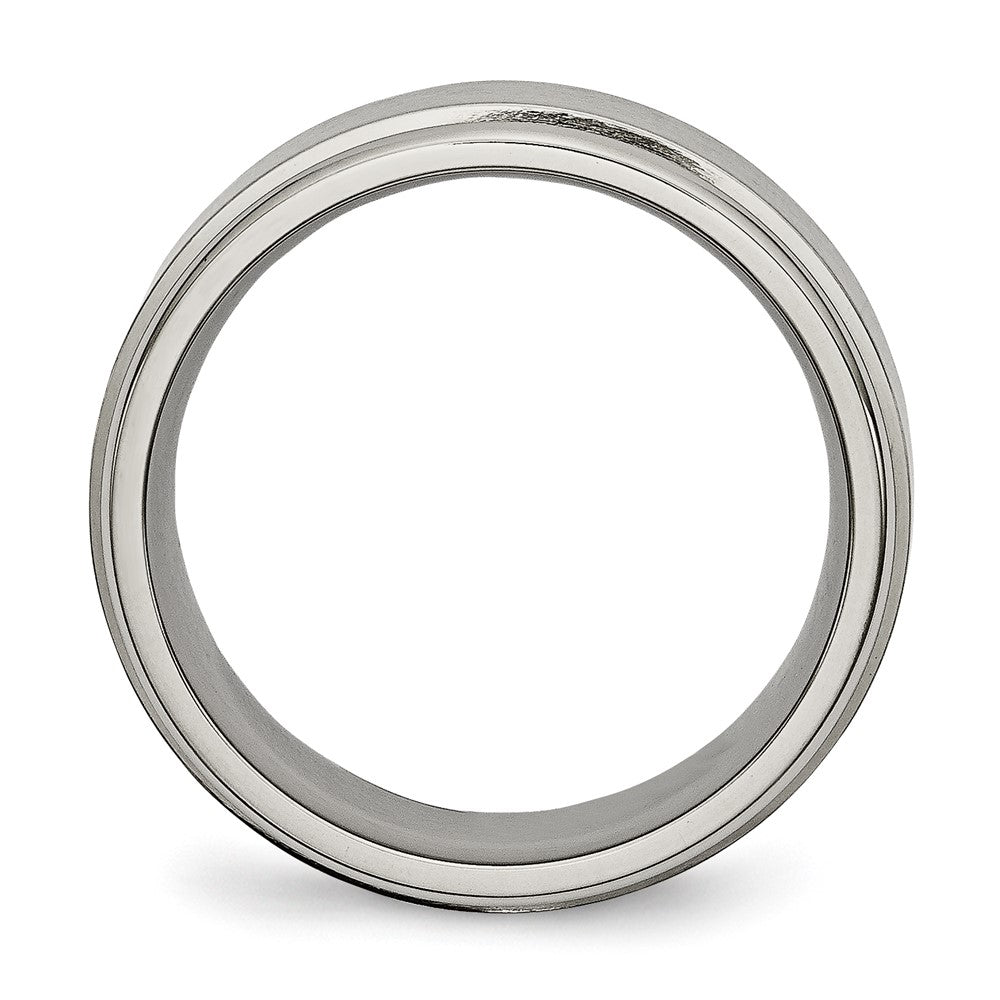Chisel Titanium Ridged Edge 8mm Brushed And Polished Wedding Band