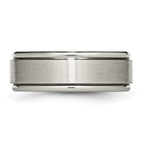 Chisel Titanium Ridged Edge 8mm Brushed And Polished Wedding Band