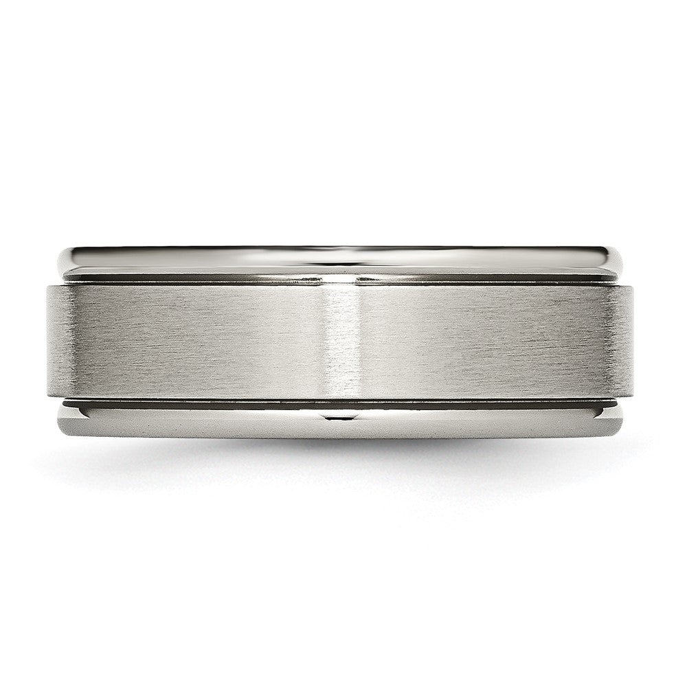 Chisel Titanium Ridged Edge 8mm Brushed And Polished Wedding Band