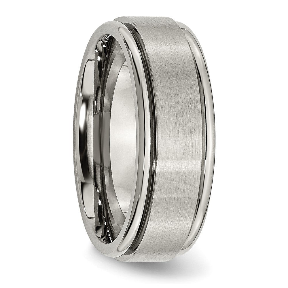 Chisel Titanium Ridged Edge 8mm Brushed And Polished Wedding Band