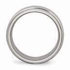 Chisel Titanium Ridged Edge 8mm Brushed And Polished Wedding Band