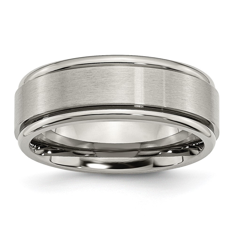 Chisel Titanium Ridged Edge 8mm Brushed And Polished Wedding Band