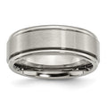 Chisel Titanium Ridged Edge 8mm Brushed And Polished Wedding Band
