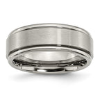 Chisel Titanium Ridged Edge 8mm Brushed And Polished Wedding Band