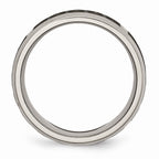Chisel Titanium Beveled Edge 8mm Laser Design Brushed and Polished Wedding Band