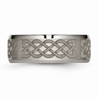 Chisel Titanium Beveled Edge 8mm Laser Design Brushed and Polished Wedding Band