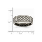 Chisel Titanium Beveled Edge 8mm Laser Design Brushed and Polished Wedding Band