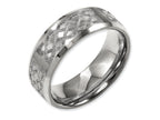 Chisel Titanium Beveled Edge 8mm Laser Design Brushed and Polished Wedding Band