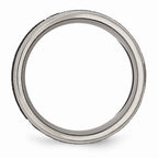 Chisel Titanium Beveled Edge 8mm Laser Design Brushed and Polished Wedding Band