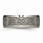 Chisel Titanium Beveled Edge 8mm Laser Design Brushed and Polished Wedding Band