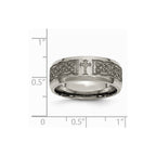 Chisel Titanium Beveled Edge 8mm Laser Design Brushed and Polished Wedding Band