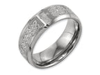 Chisel Titanium Beveled Edge 8mm Laser Design Brushed and Polished Wedding Band