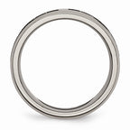 Chisel Titanium Beveled Edge 8mm Laser Design Brushed and Polished Wedding Band