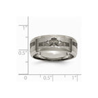 Chisel Titanium Beveled Edge 8mm Laser Design Brushed and Polished Wedding Band