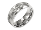Chisel Titanium Beveled Edge 8mm Laser Design Brushed and Polished Wedding Band