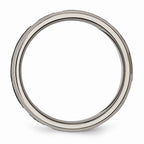 Chisel Titanium Beveled Edge 8mm Laser Design Brushed and Polished Wedding Band