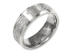 Chisel Titanium Beveled Edge 8mm Laser Design Brushed and Polished Wedding Band