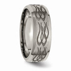Chisel Titanium Beveled Edge 8mm Laser Design Brushed and Polished Wedding Band