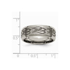 Chisel Titanium Beveled Edge 8mm Laser Design Brushed and Polished Wedding Band