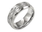 Chisel Titanium Beveled Edge 8mm Laser Design Brushed and Polished Wedding Band