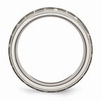 Chisel Titanium Ridged Edge 8mm Laser Design Brushed and Polished Wedding Band