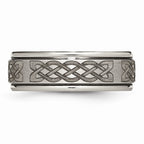 Chisel Titanium Ridged Edge 8mm Laser Design Brushed and Polished Wedding Band
