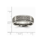 Chisel Titanium Ridged Edge 8mm Laser Design Brushed and Polished Wedding Band