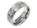 Chisel Titanium Ridged Edge 8mm Laser Design Brushed and Polished Wedding Band