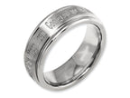 Chisel Titanium Ridged Edge 8mm Laser Design Brushed and Polished Wedding Band