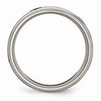 Chisel Titanium Ridged Edge 8mm Laser Design Brushed and Polished Wedding Band