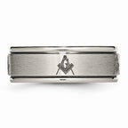 Chisel Titanium Ridged Edge 8mm Laser Design Brushed and Polished Wedding Band