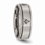 Chisel Titanium Ridged Edge 8mm Laser Design Brushed and Polished Wedding Band
