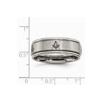 Chisel Titanium Ridged Edge 8mm Laser Design Brushed and Polished Wedding Band