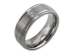 Chisel Titanium Ridged Edge 8mm Laser Design Brushed and Polished Wedding Band
